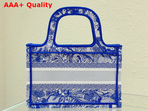 Dior Mini Dior Book Tote Fluorescent Blue Toile de Jouy Reverse Transparent Canvas Replica