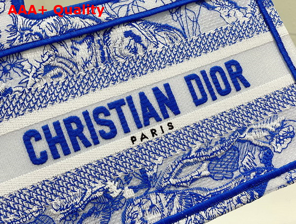 Dior Mini Dior Book Tote Fluorescent Blue Toile de Jouy Reverse Transparent Canvas Replica