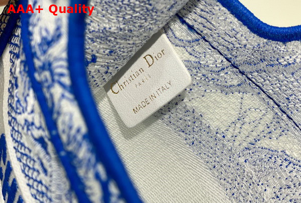 Dior Mini Dior Book Tote Fluorescent Blue Toile de Jouy Reverse Transparent Canvas Replica