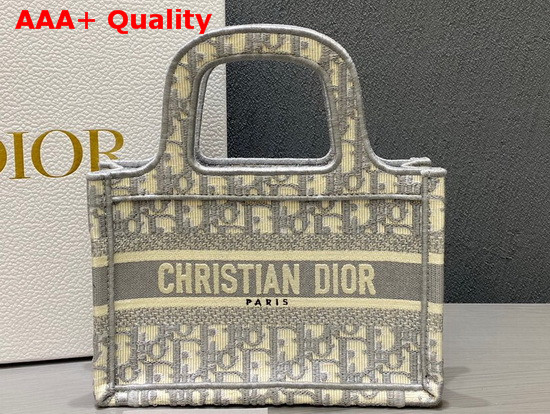 Dior Mini Dior Book Tote Gray Dior Oblique Embroidery Replica