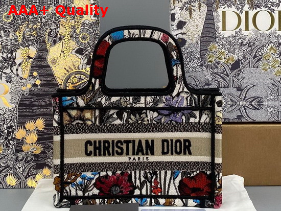 Dior Mini Dior Book Tote Multicolor Mille Fleurs Embroidery Replica