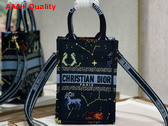 Dior Mini Dior Book Tote Phone Bag Black Multicolor Dior Pixel Zodiac Embroidery Replica