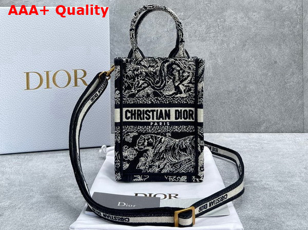 Dior Mini Dior Book Tote Phone Bag Blue Toile de Jouy Reverse Embroidery Replica