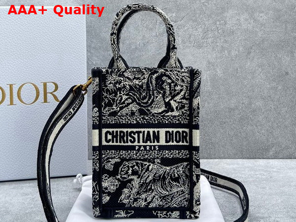 Dior Mini Dior Book Tote Phone Bag Blue Toile de Jouy Reverse Embroidery Replica