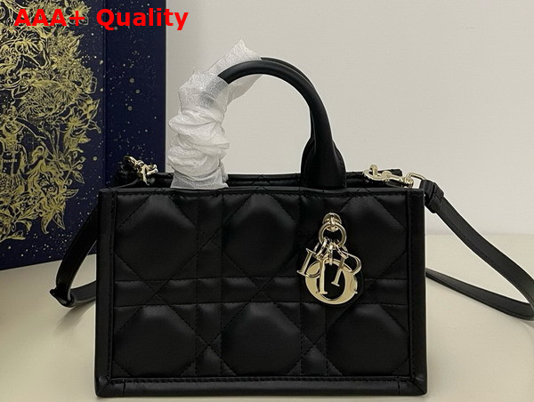 Dior Mini Dior Book Tote in Black Macrocannage Calfskin Replica