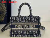 Dior Mini Dior Book Tote in Blue Dior Oblique Embroidery and Calfskin Replica