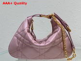 Dior Mini Dior Caro Tulip Bag Antique Pink Quilted Macrocannage Calfskin Replica