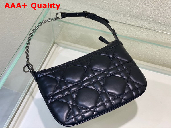 Dior Mini Dior Caro Tulip Bag Black Quilted Macrocannage Calfskin Replica