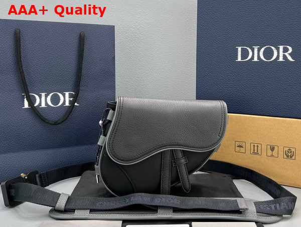 Dior Mini Dior and Sacai Saddle Bag Black Technical Fabric and Grained Calfskin Replica