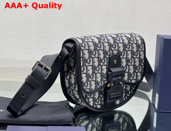 Dior Mini Gallop Bag with Strap Beige and Black Dior Oblique Jacquard and Black Grained Calfskin Replica