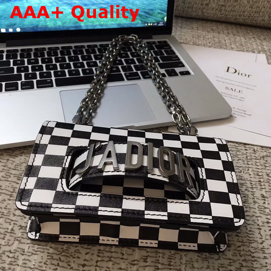 Dior Mini J Adior Flap Bag in Black and White Printed Calfskin Replica