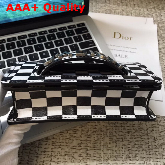 Dior Mini J Adior Flap Bag in Black and White Printed Calfskin Replica