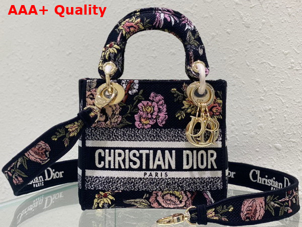 Dior Mini Lady D Lite Bag Black Multicolor Dior Jardin Botanique Embroidery Replica