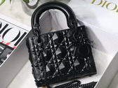 Dior Mini Lady Dior Bag Black Cannage Calfskin with Diamond Motif Replica