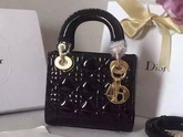 Dior Mini Lady Dior Bag Black Patent Lambskin for Sale