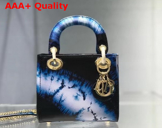 Dior Mini Lady Dior Bag Blue Multicolor Tie and Dior Printed Calfskin Replica