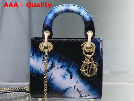 Dior Mini Lady Dior Bag Blue Multicolor Tie and Dior Printed Calfskin Replica