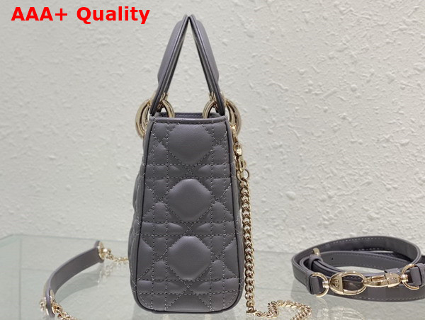 Dior Mini Lady Dior Bag Gray Stone Cannage Lambskin Replica