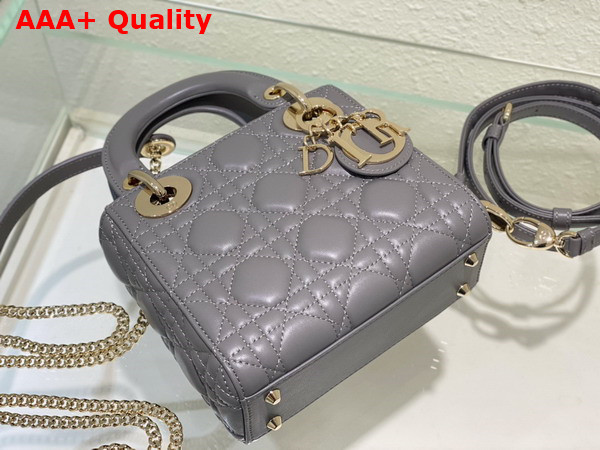 Dior Mini Lady Dior Bag Gray Stone Cannage Lambskin Replica