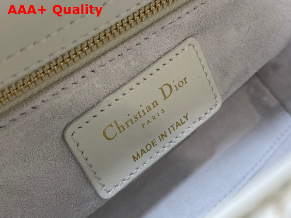 Dior Mini Lady Dior Bag Latte Calfskin Embroidered with Resin Pearl Cannage Motif Replica