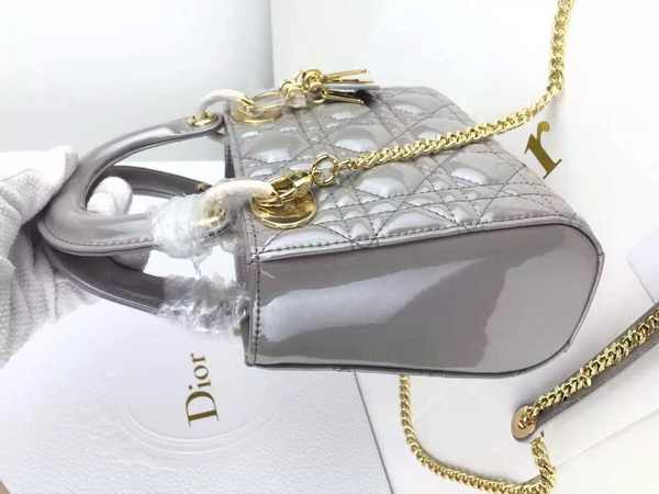 Dior Mini Lady Dior Bag Pearl Grey Gold Hardware for Sale