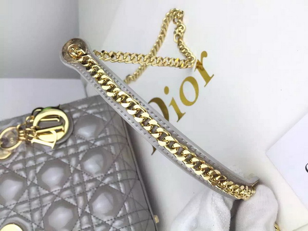 Dior Mini Lady Dior Bag Pearl Grey Gold Hardware for Sale