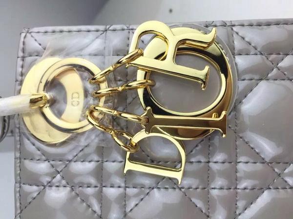 Dior Mini Lady Dior Bag Pearl Grey Gold Hardware for Sale