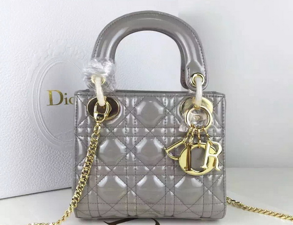 Dior Mini Lady Dior Bag Pearl Grey Gold Hardware for Sale