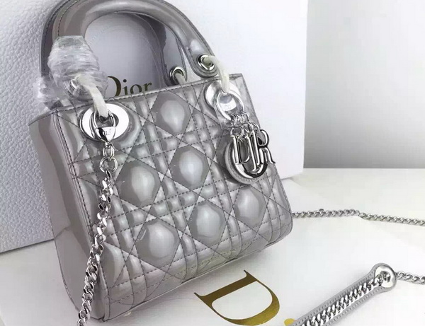 Dior Mini Lady Dior Bag Pearl Grey Silver Hardware for Sale