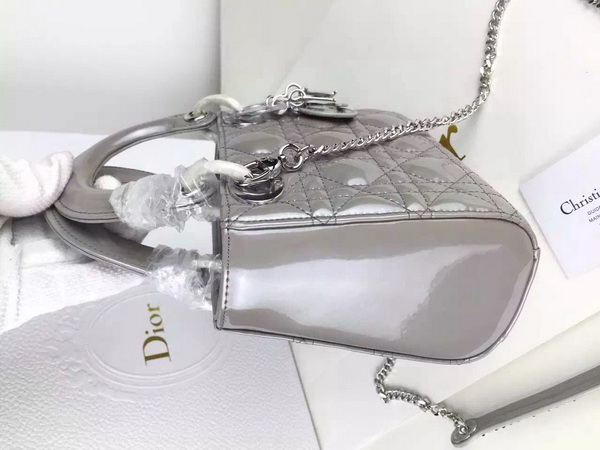 Dior Mini Lady Dior Bag Pearl Grey Silver Hardware for Sale