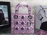 Dior Mini Lady Dior Bag Pink Metallic Grained Calfskin For Sale