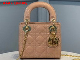 Dior Mini Lady Dior Bag Rose Des Vents Patent Cannage Calfskin Replica