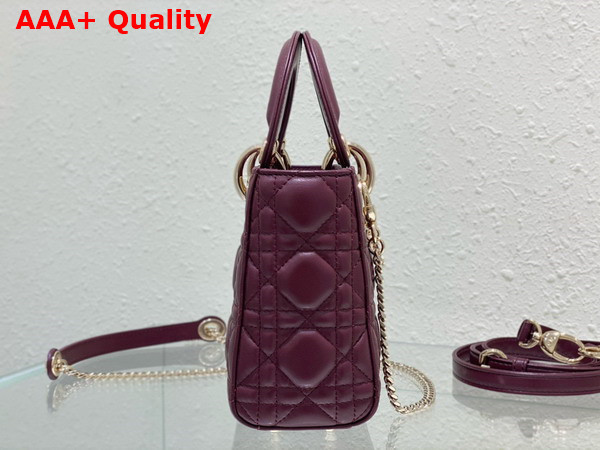 Dior Mini Lady Dior Bag in Burgundy Cannage Lambskin Replica