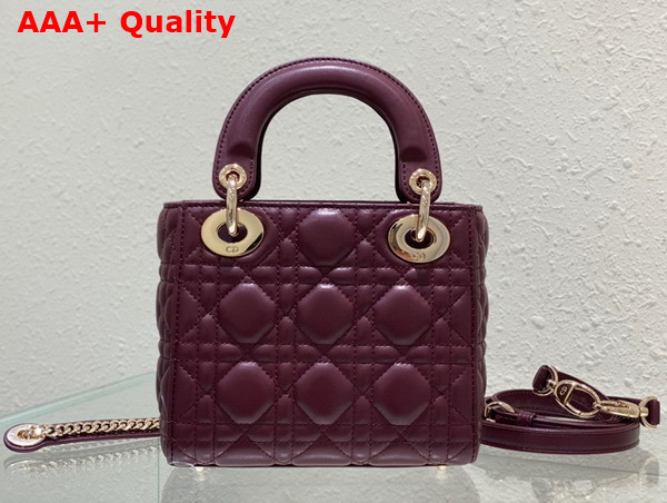 Dior Mini Lady Dior Bag in Burgundy Cannage Lambskin Replica