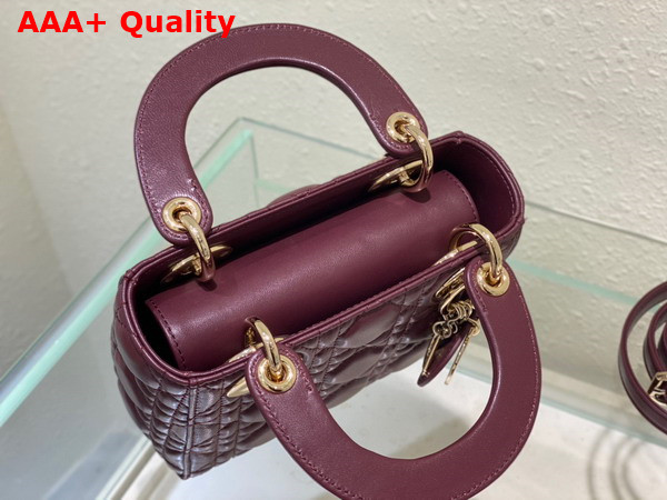 Dior Mini Lady Dior Bag in Burgundy Cannage Lambskin Replica