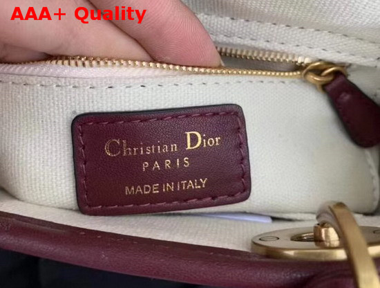 Dior Mini Lady Dior Bag in Burgundy Dior Oblique Jacquard Canvas Replica