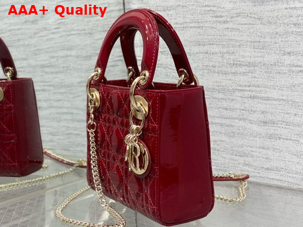 Dior Mini Lady Dior Bag in Cherry Red Patent Cannage Calfskin Replica