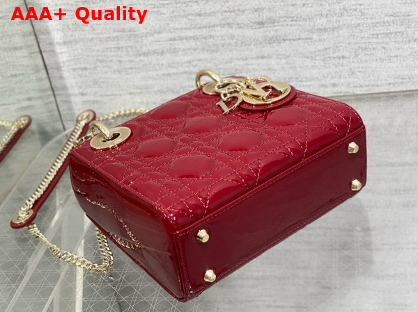 Dior Mini Lady Dior Bag in Cherry Red Patent Cannage Calfskin Replica