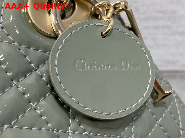 Dior Mini Lady Dior Bag in Grey Patent Cannage Calfskin Replica