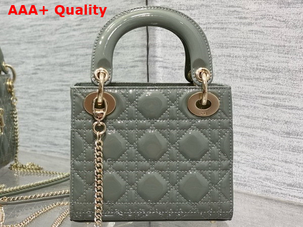 Dior Mini Lady Dior Bag in Grey Patent Cannage Calfskin Replica