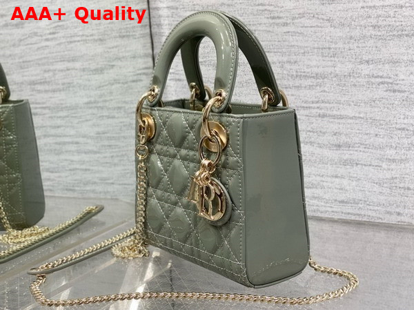 Dior Mini Lady Dior Bag in Grey Patent Cannage Calfskin Replica