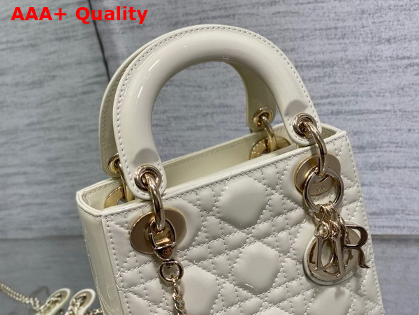 Dior Mini Lady Dior Bag in Latte Patent Cannage Calfskin Replica