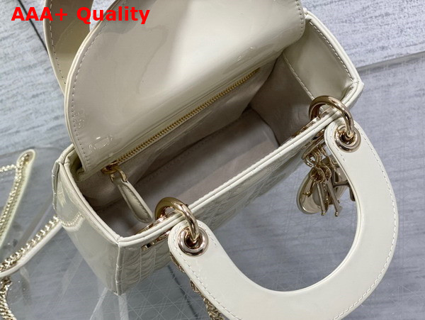 Dior Mini Lady Dior Bag in Latte Patent Cannage Calfskin Replica