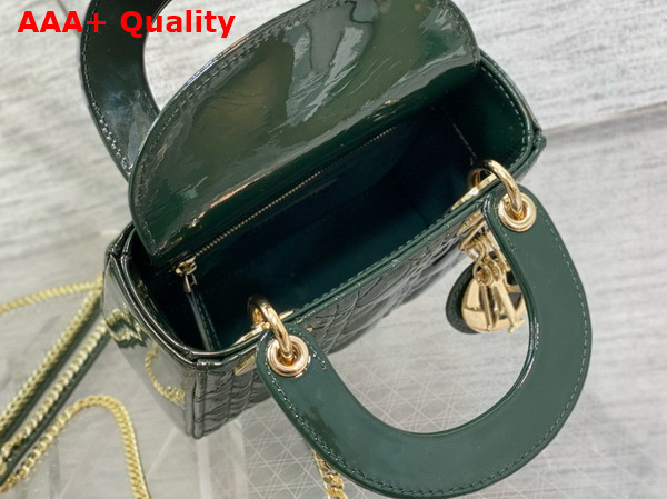 Dior Mini Lady Dior Bag in Pine Green Patent Cannage Calfskin Replica