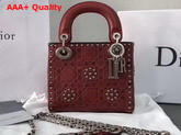 Dior Mini Lady Dior Bag in Red Studded Calfskin Replica