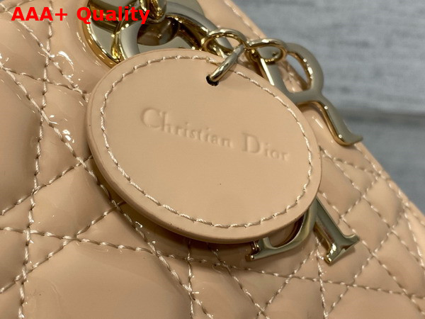 Dior Mini Lady Dior Bag in Rose Des Vents Patent Cannage Calfskin Replica