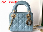 Dior Mini Lady Dior Bag in Sky Blue Lambskin with Gold Hardware Replica