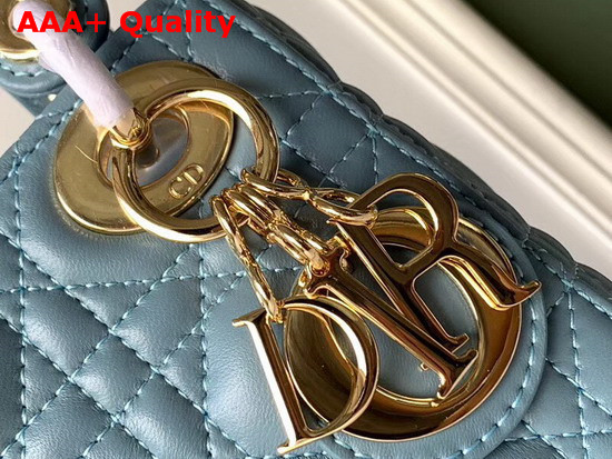 Dior Mini Lady Dior Bag in Sky Blue Lambskin with Gold Hardware Replica