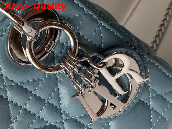 Dior Mini Lady Dior Bag in Sky Blue Lambskin with Silver Hardware Replica