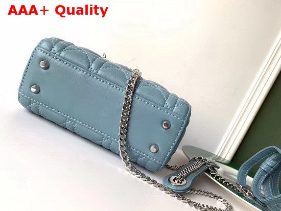 Dior Mini Lady Dior Bag in Sky Blue Lambskin with Silver Hardware Replica